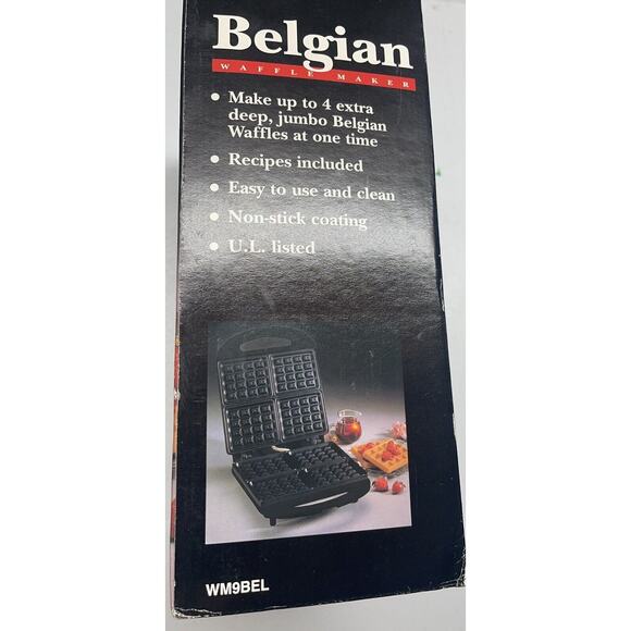New In box SALTON "Belgian Waffle Maker" #WM9BEL /Bakes 4 Belgian Waffles - Picture 2 of 3